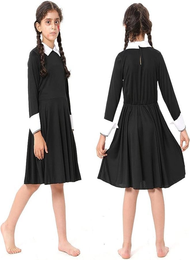 Fancy Agents Spooktacular Halloween Wednesday Dress for Girls| Adorable Wednesday Costume, Perfect for Halloween Party, Trick-or-Treating, School Parties, and Fall Festivities (6-7 Years) - Image 4